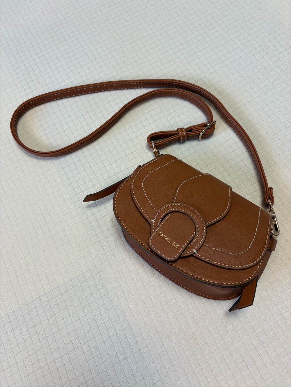 Rachel Zoe Cognac Faux Leather Crossbody Saddle Bag